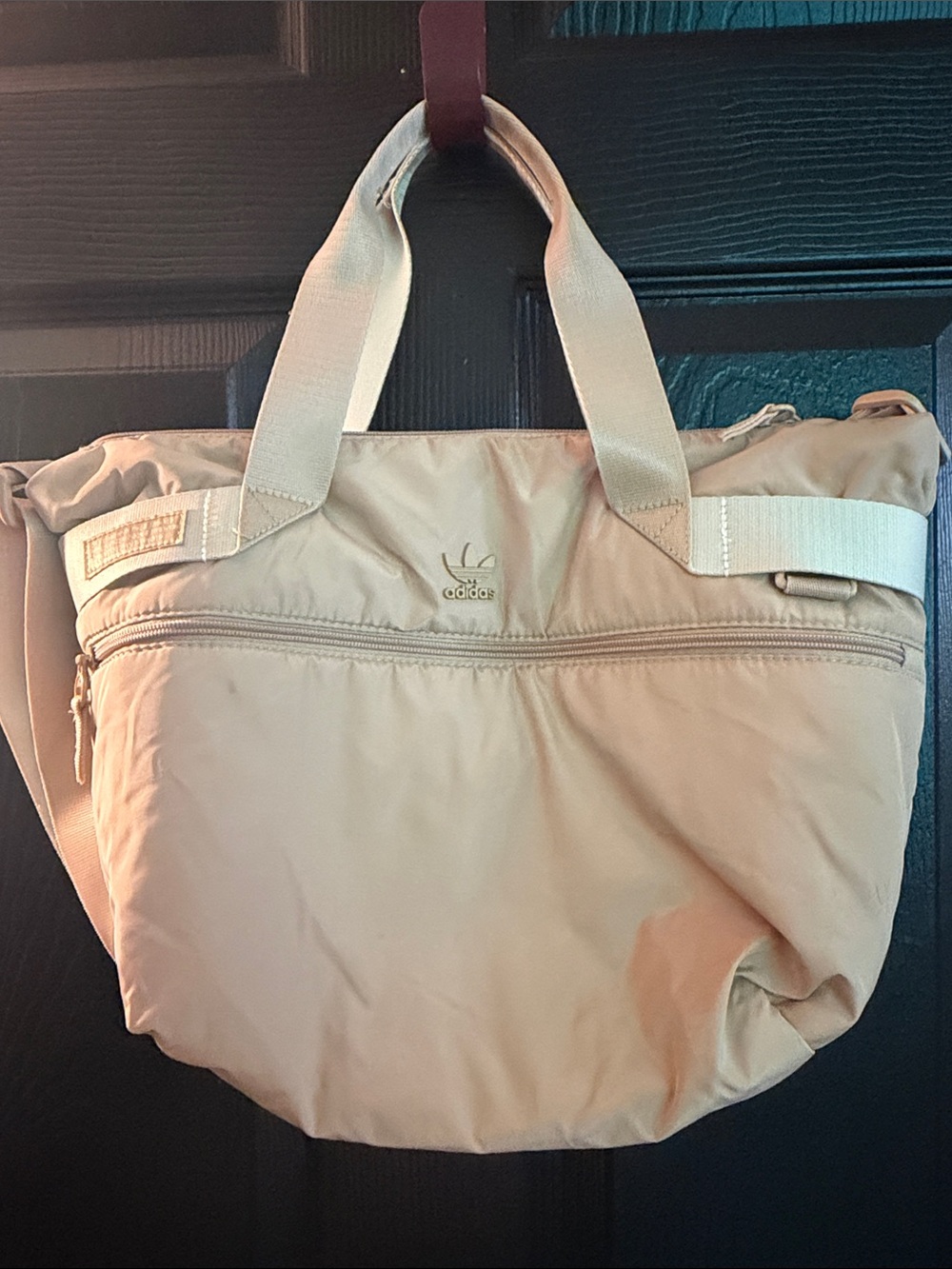 adidas Beige Lightweight Tote with Front Zip Pocket